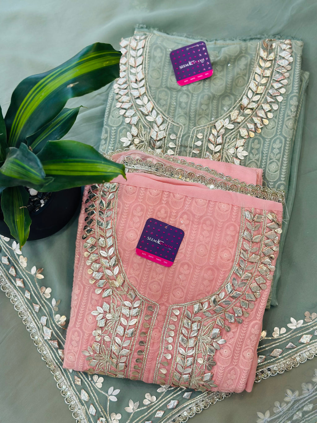 Classic Gota Patti Handwork Unstitched Suit Set