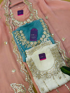Premium Gota Handwork Unstitched Suit Set