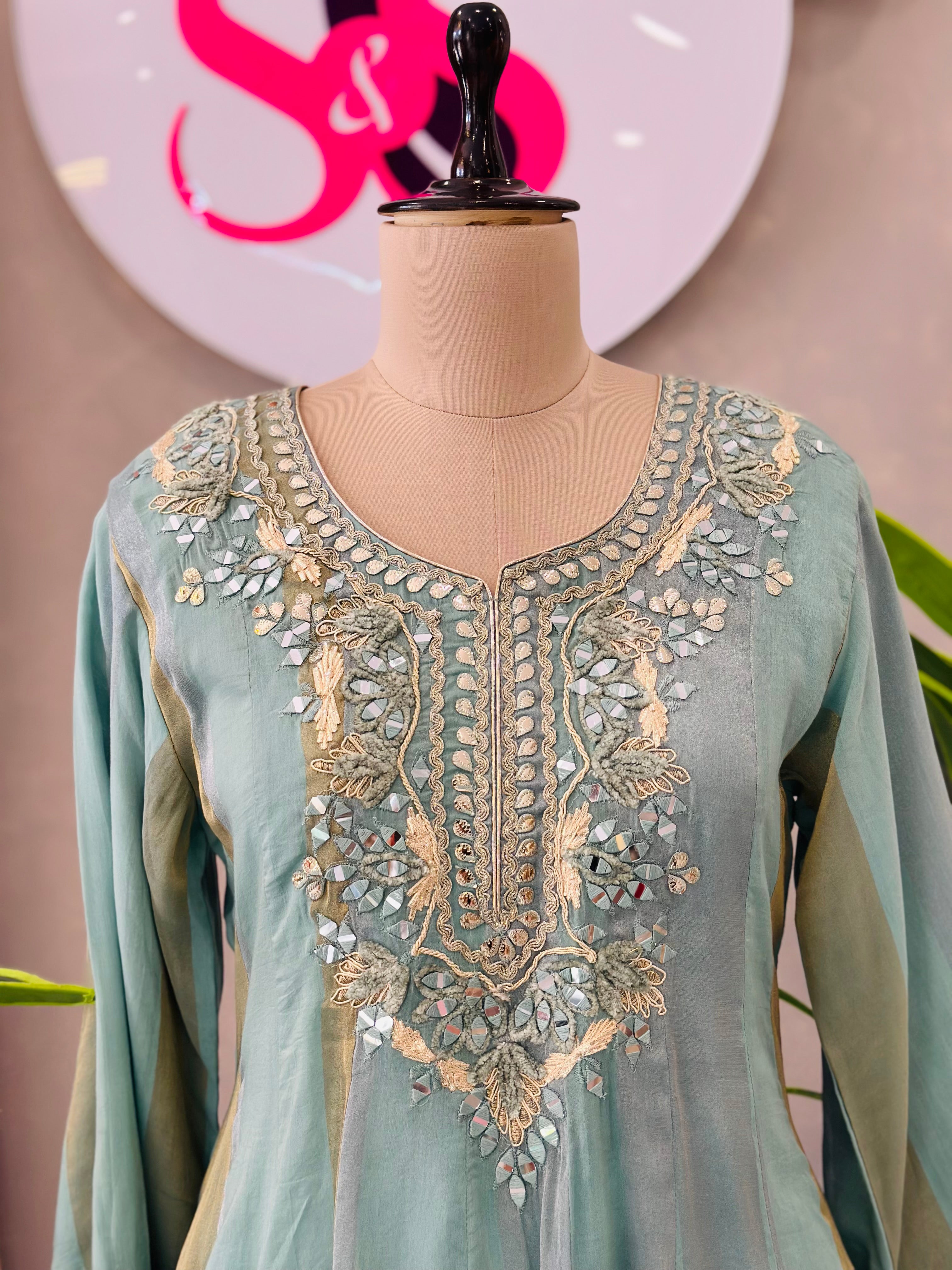 Orignal Mirror Work Anarkali Suit Set