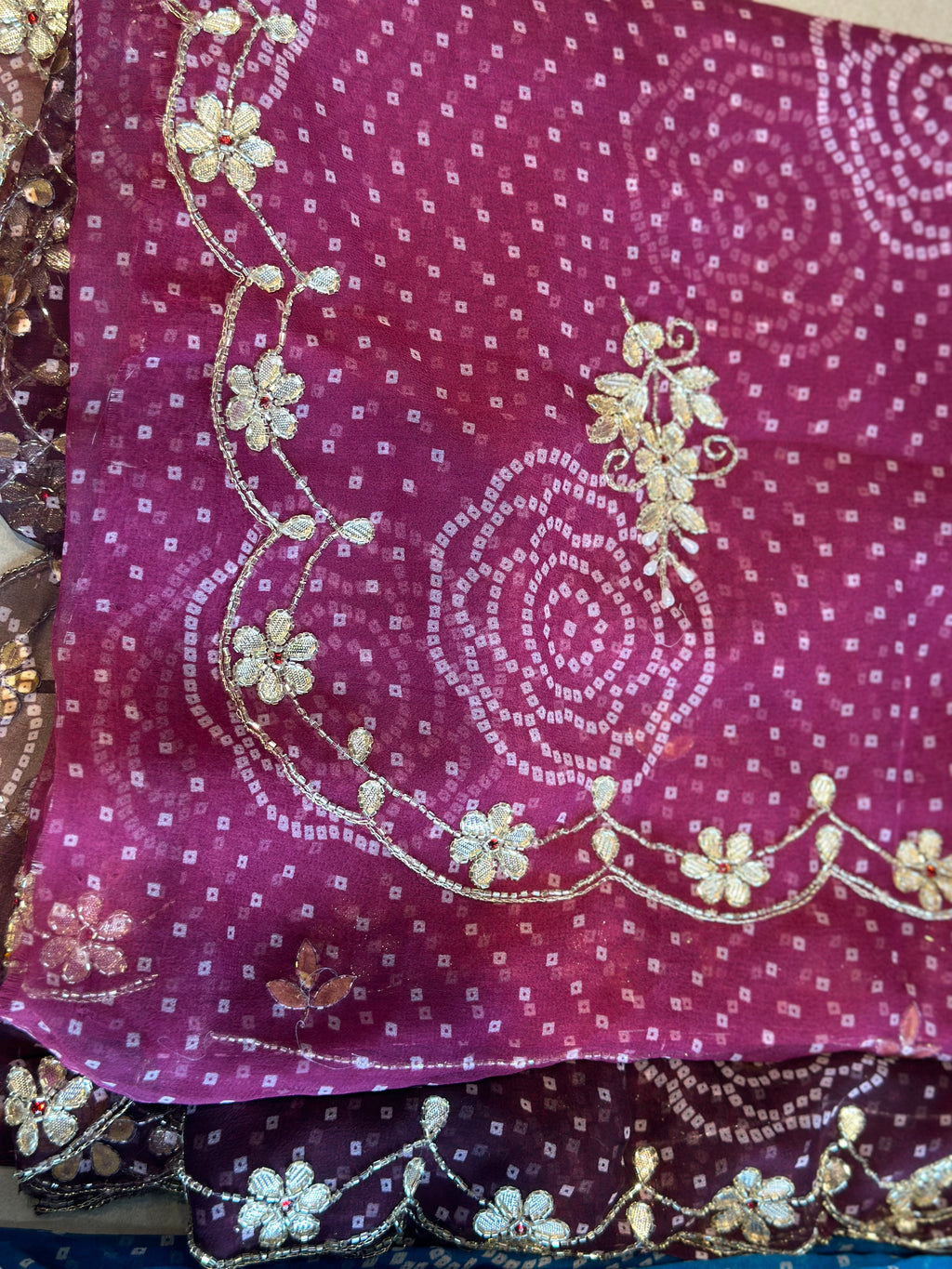 OMBRÉ BHANDEJ HANDWORK SAREE