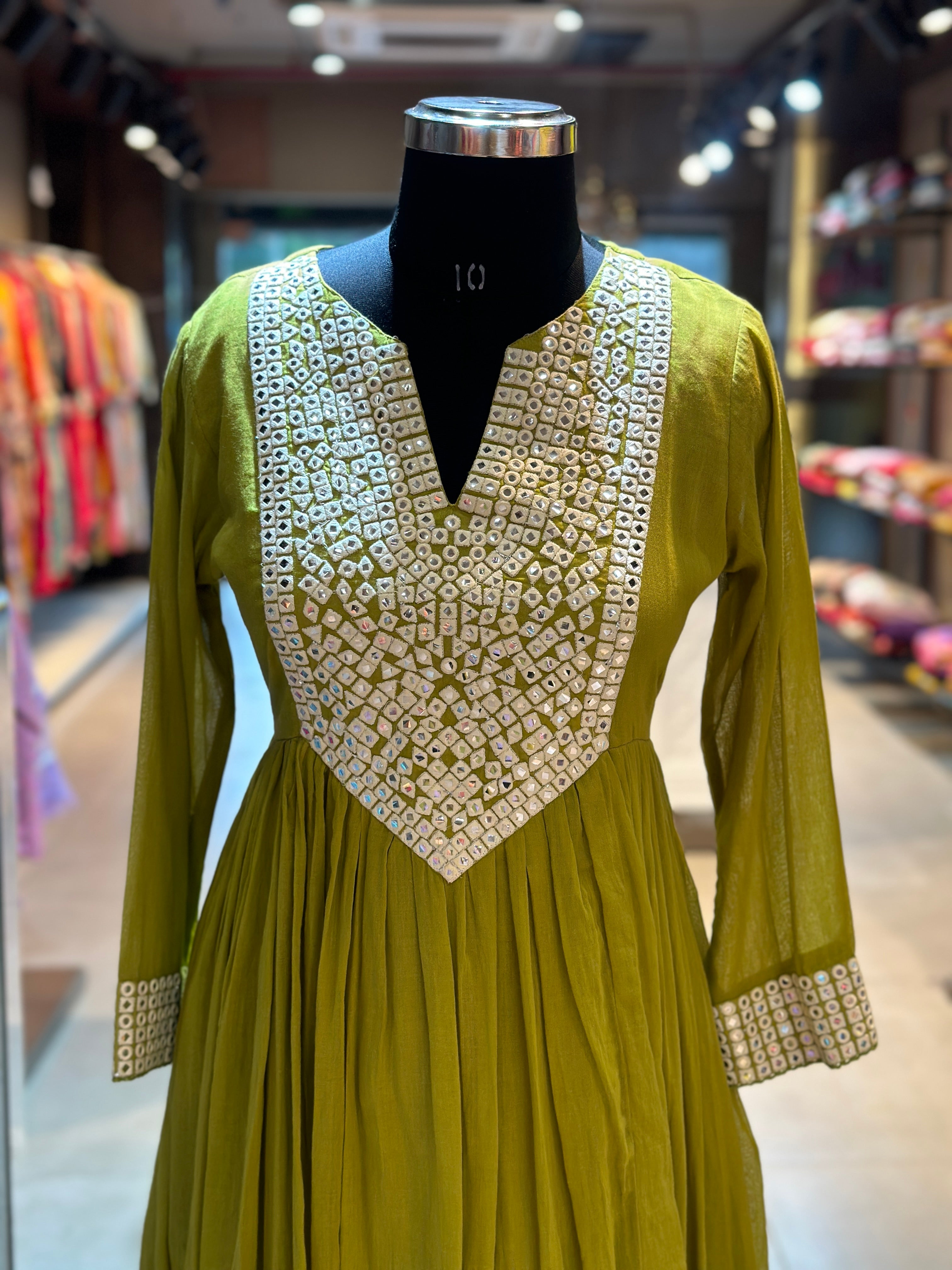 PURE MULMUL THREE PIECE ANARKALI SET