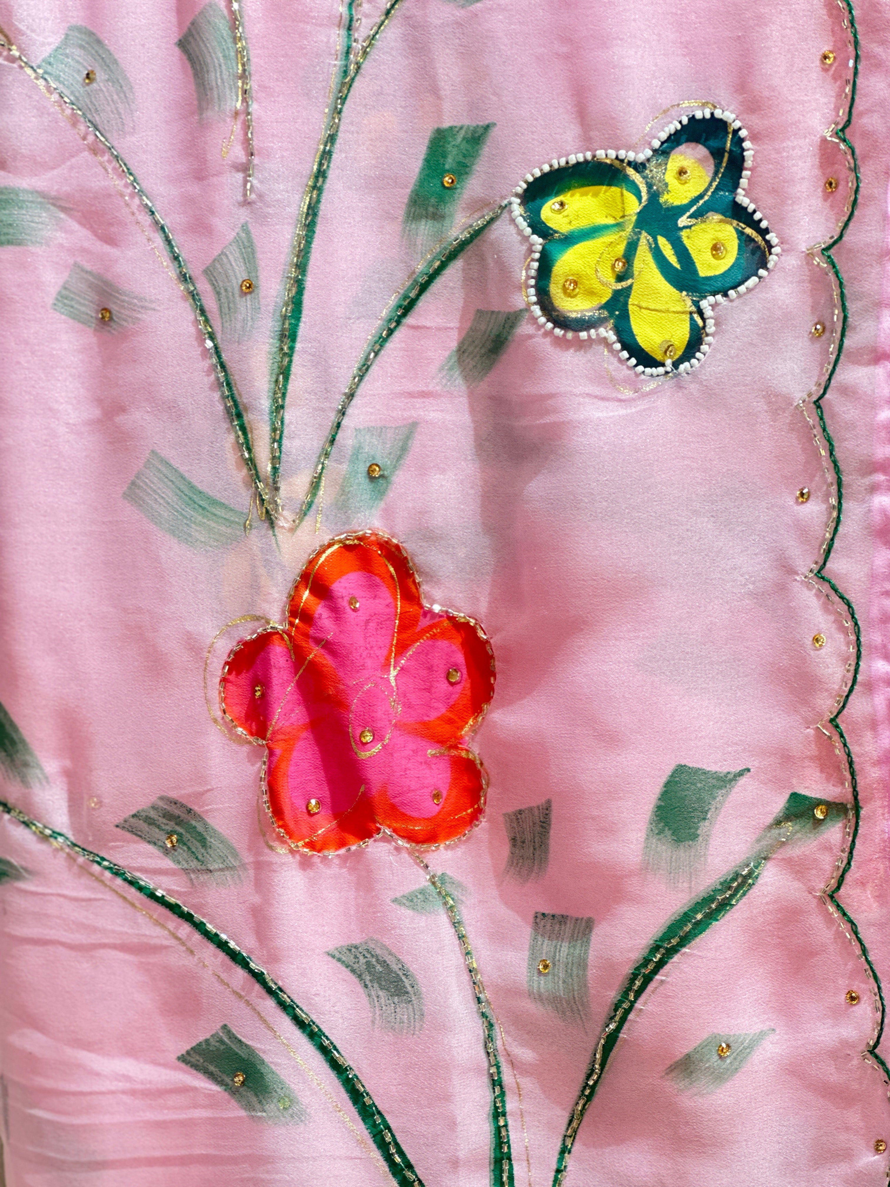 HAND BRUSH PAINT HANDWORK SAREE