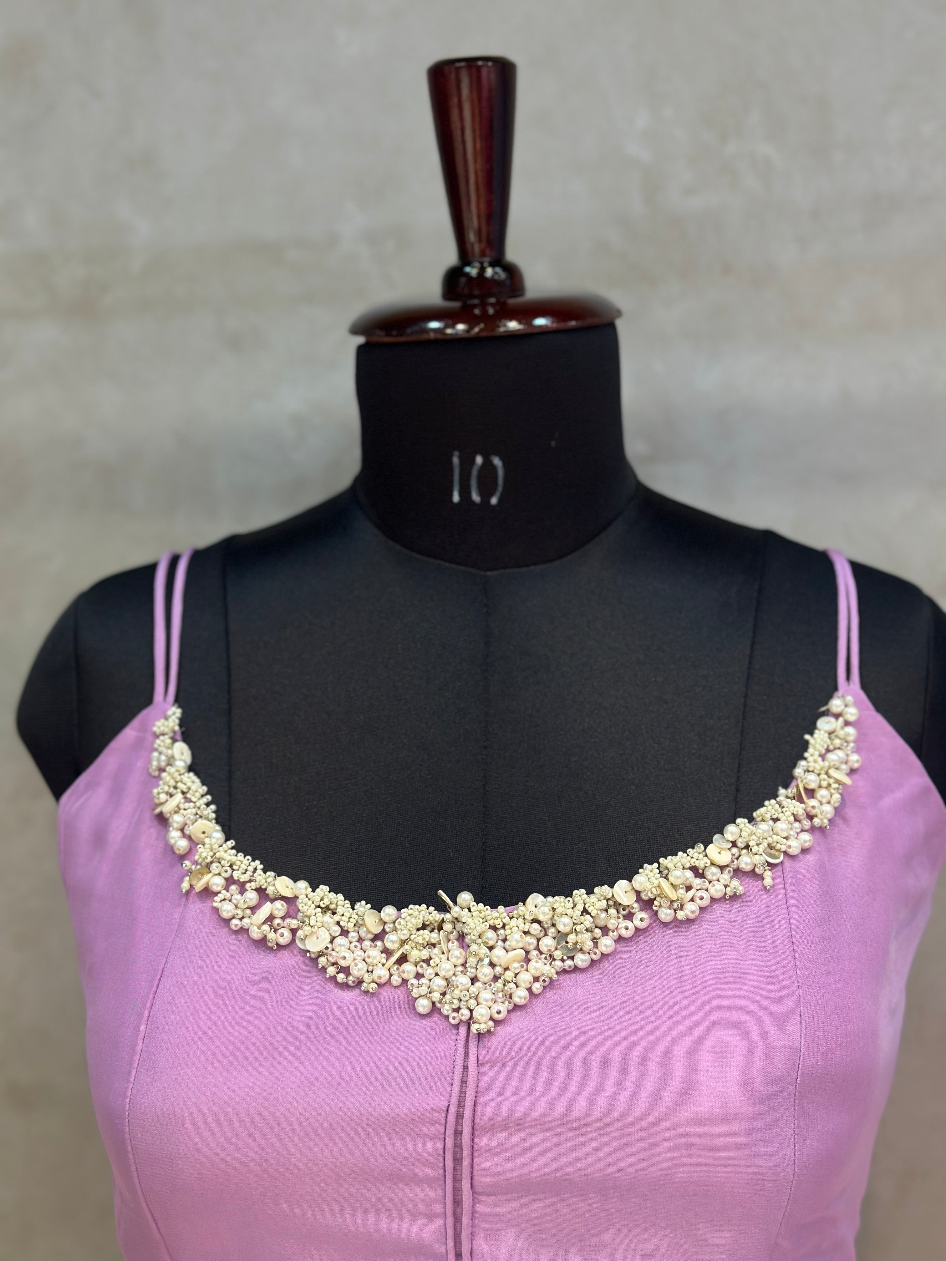 PURE ORGANZA PLAZO SET WITH BEAUTIFUL PEARLS HANDWORK