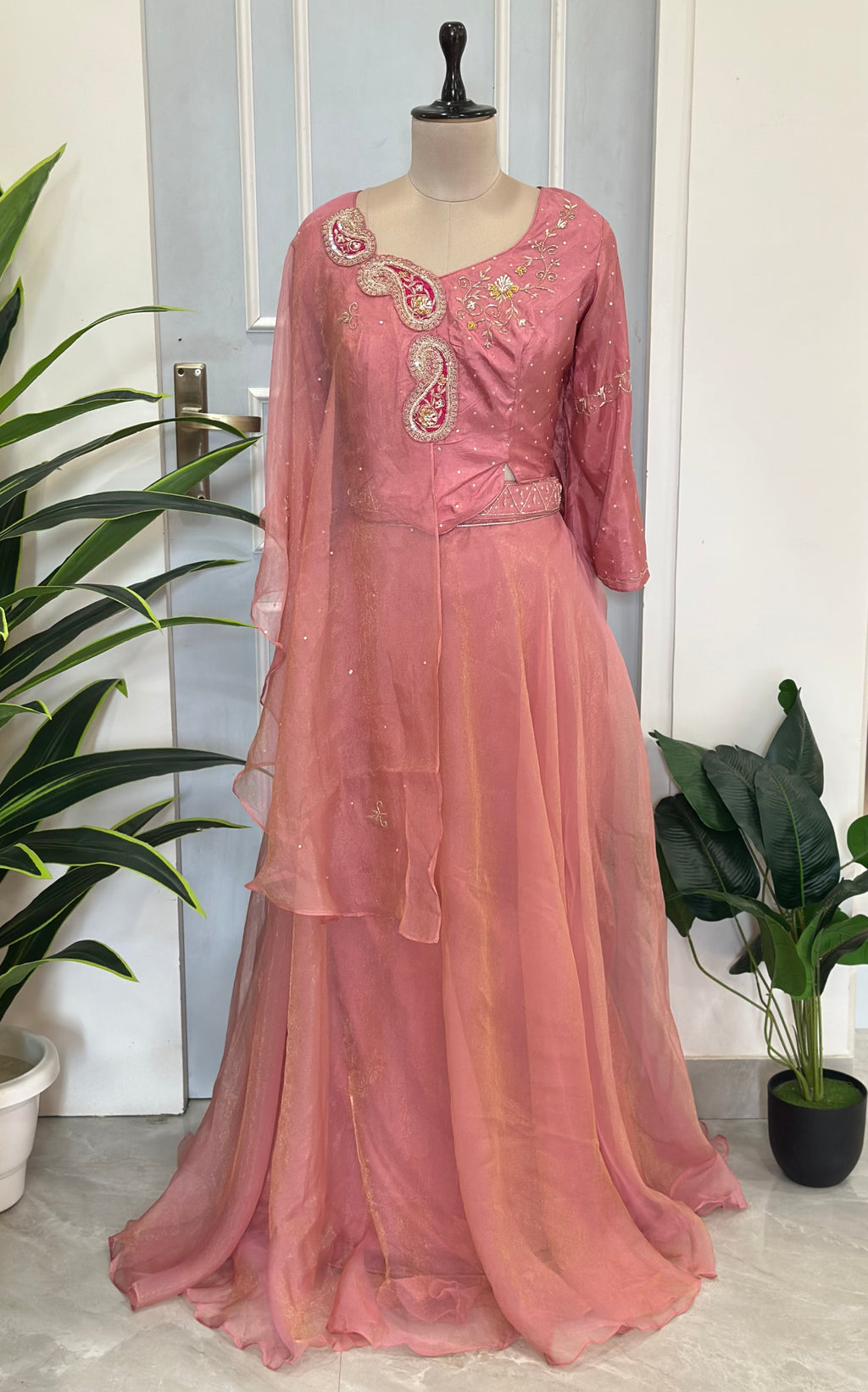 Pearl & Zardozi work Skirt Set with Dupatta