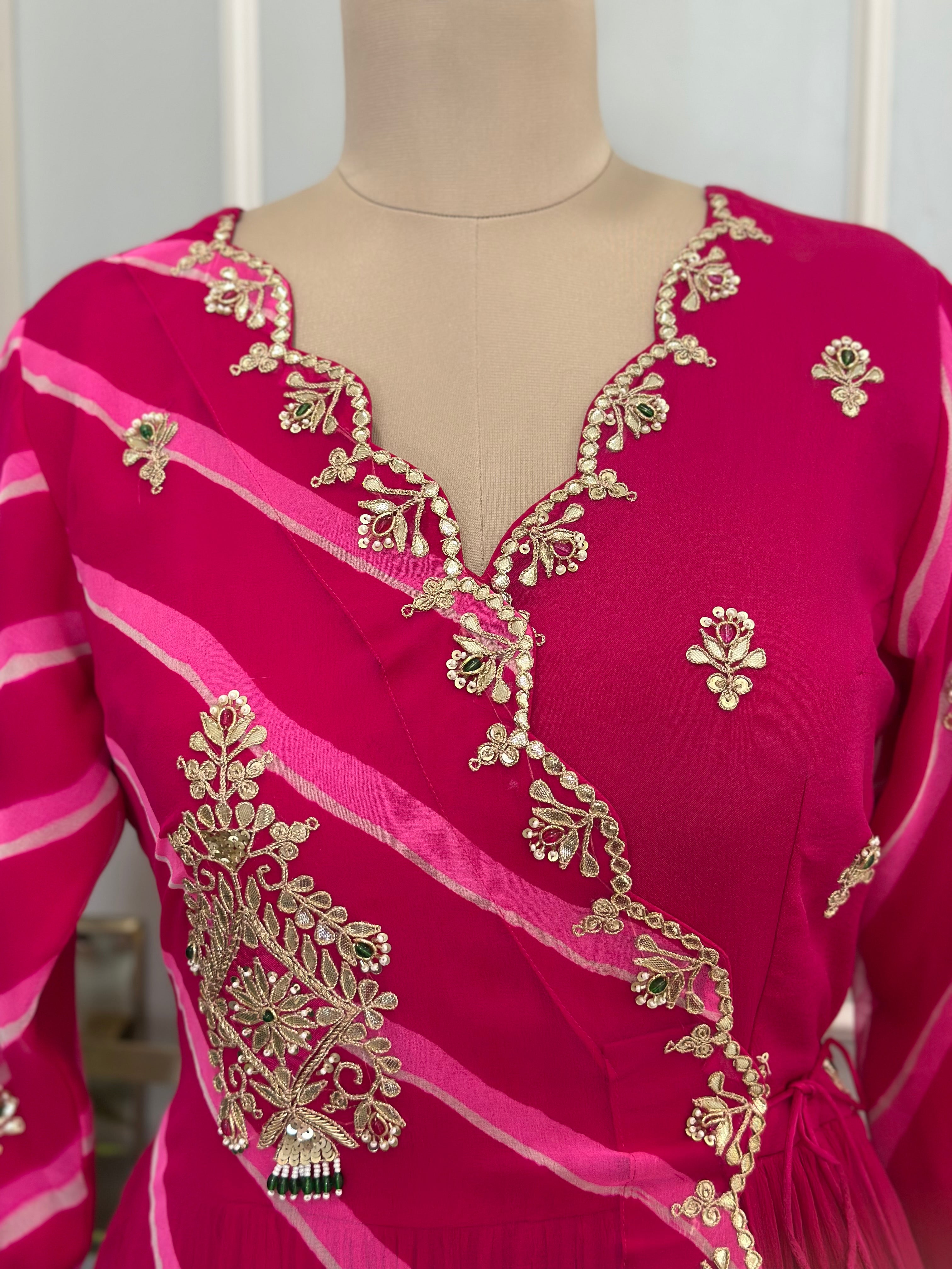 Traditional Leheriya Handcrafted Anarkali Gown