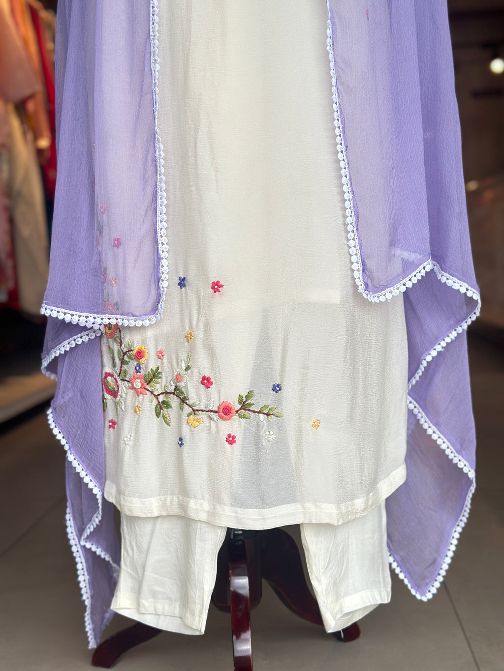 EMBROIDERED PURE CHINON SUIT SET
