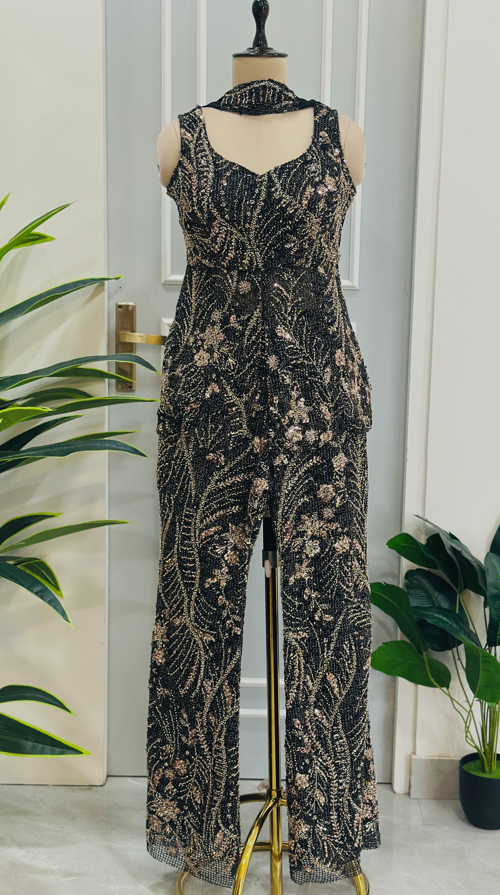 Royal Black Heavy Handwork Occasion Wear Indo-western Set