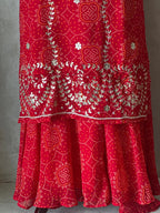 Bhandej Kurta Set With Flared Plazo