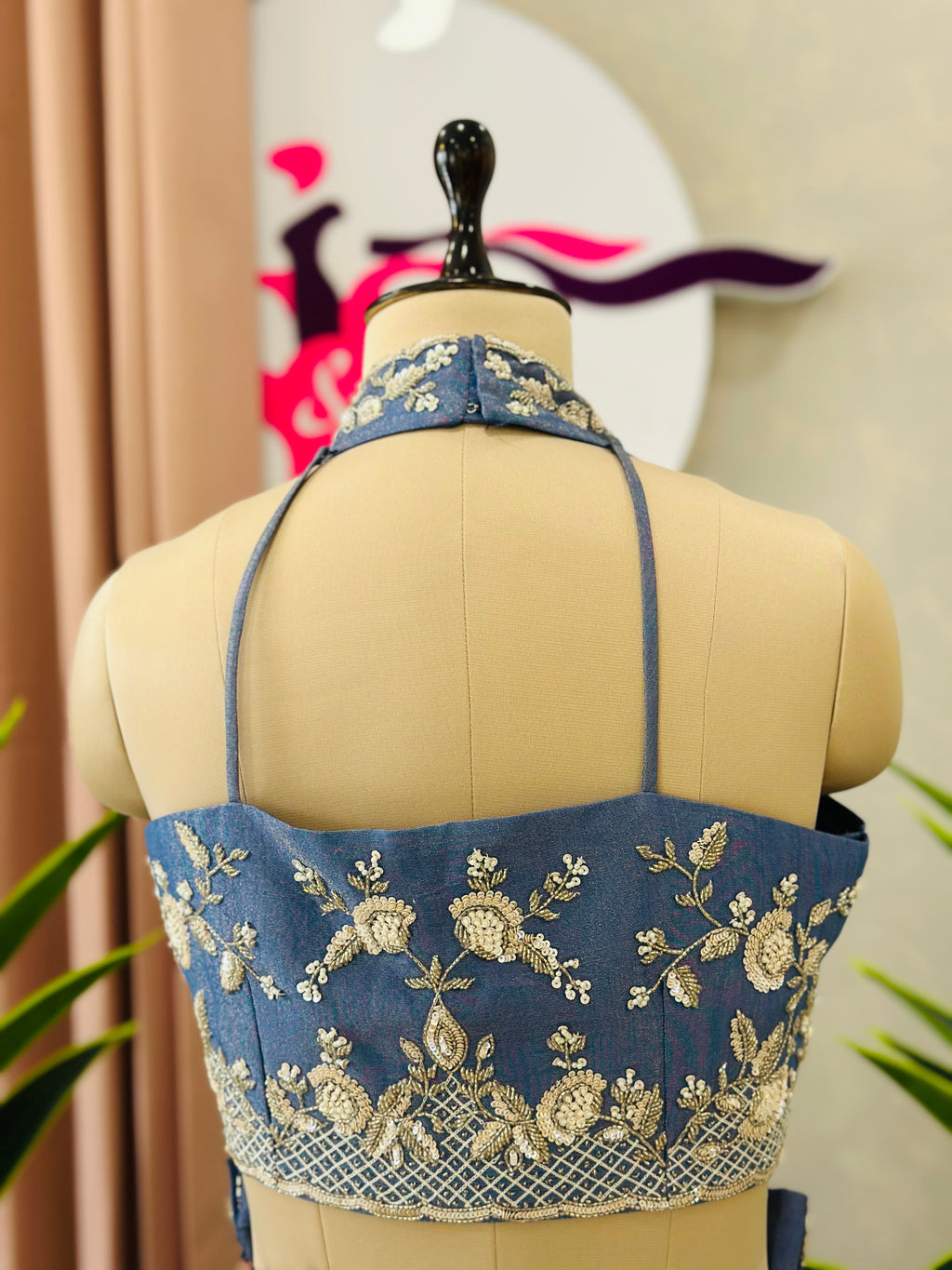 Halter Neck Handwork Co-ord Set