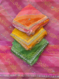 Rangriti Bandhani Georgette Saree with Stone Work Border