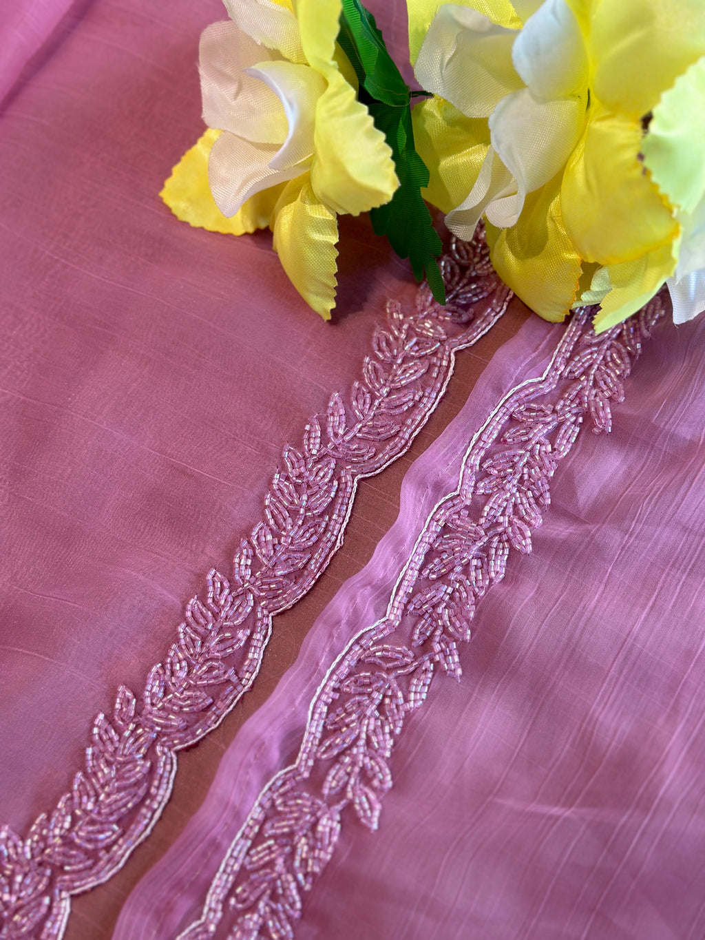 CHIFFON SAREE WITH CUT WORK DETAILING