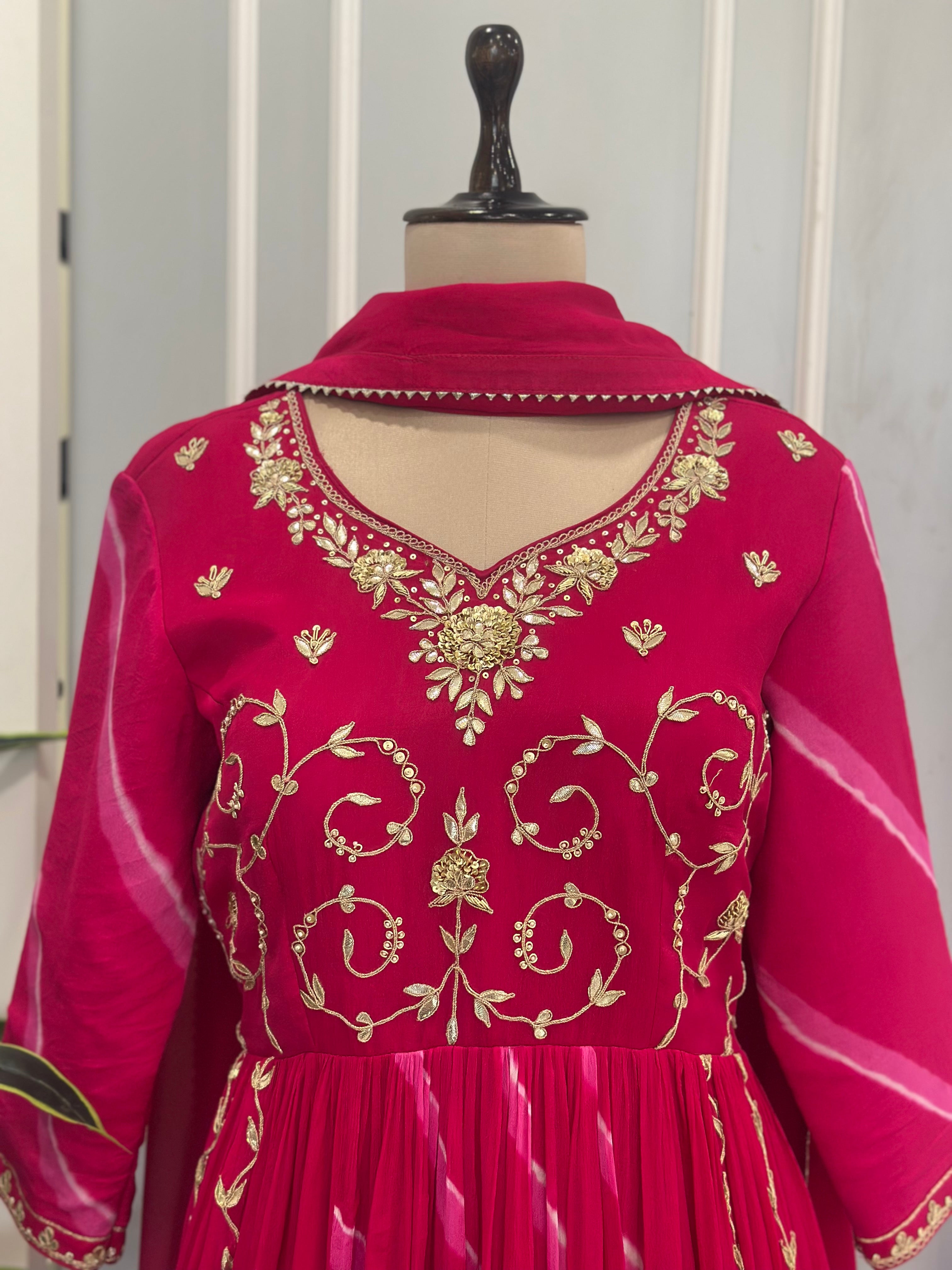 Elegant Leheriya Anarkali with Dupatta