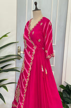Traditional Leheriya Handcrafted Anarkali Gown