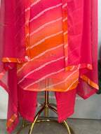 Leheriya Handwork Straight Kurta Set with Dupatta