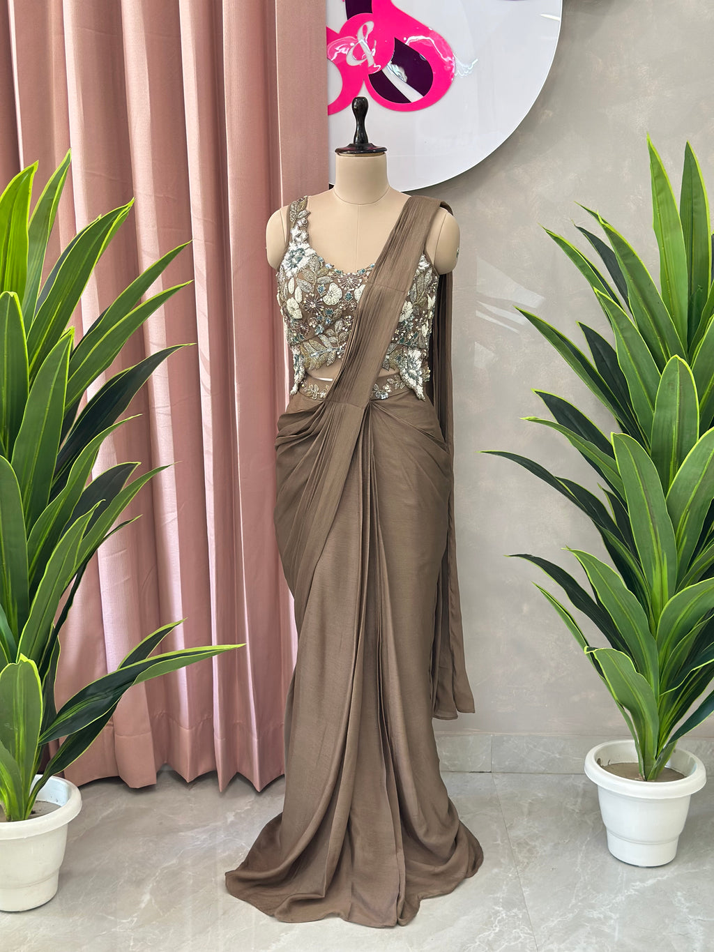 Premium Drape Style Saree with Handwork Blouse