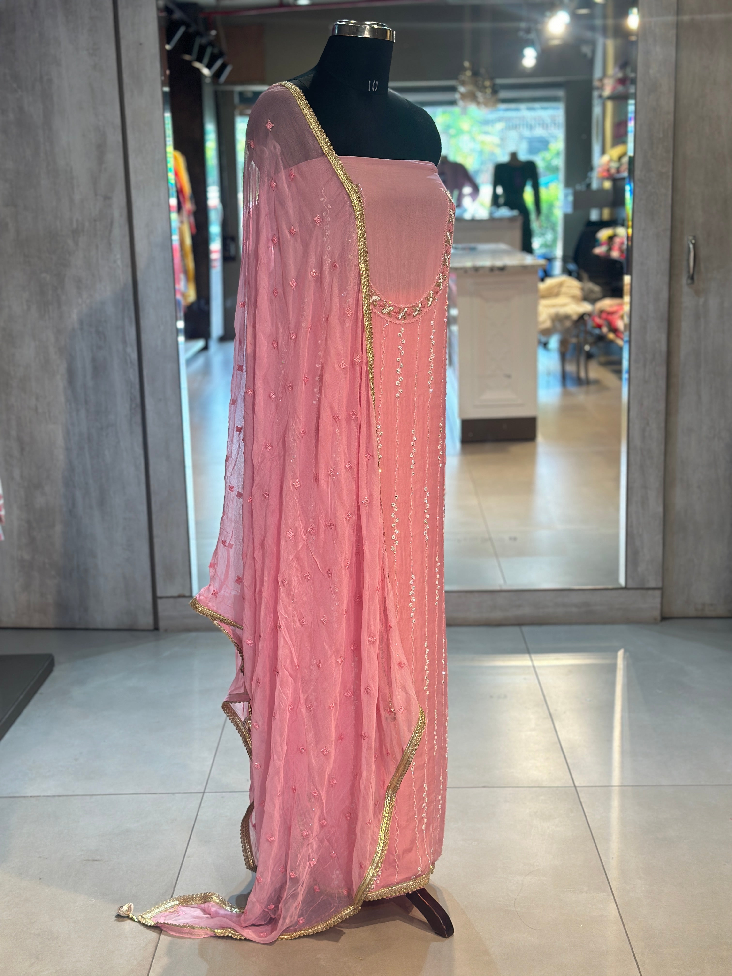 PURE ORGANZA HANDWORK SUIT SET