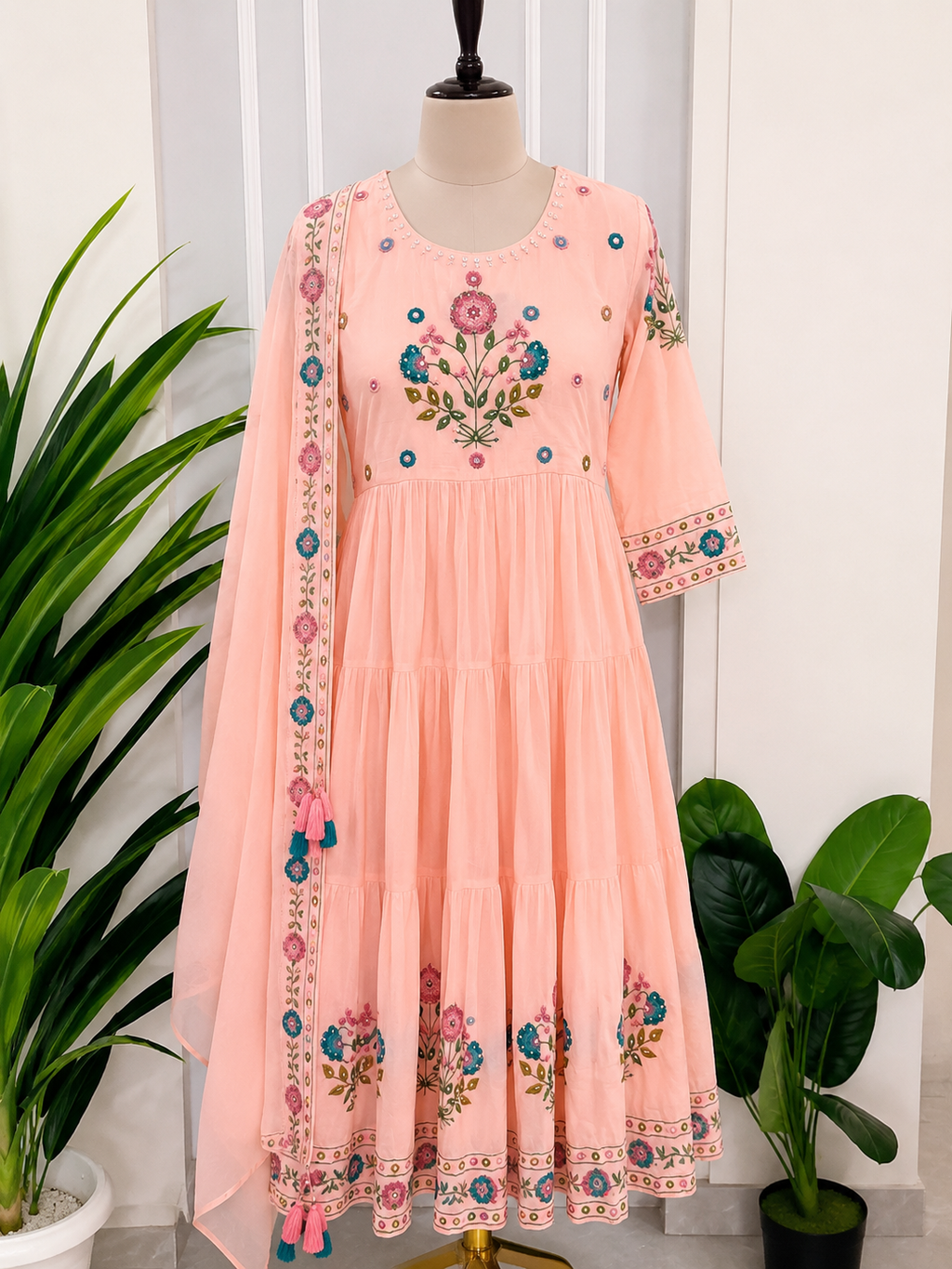 Floral Embroidered Anarkali Suit Set