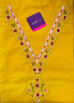 Floral Hand embroidery Unstitched Suit Set With Hand Painted Dupatta