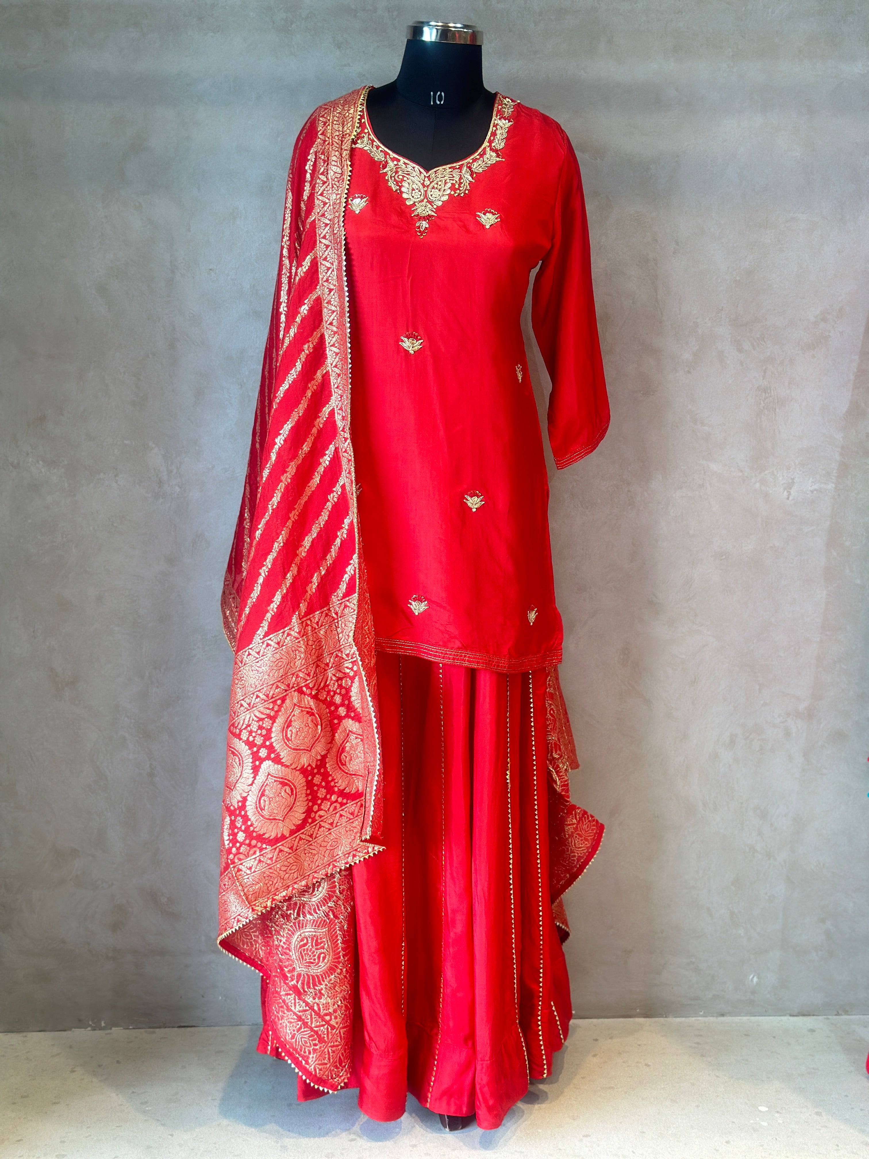 BEAUTIFUL ZARDOSI HANDWORK SKIRT SET