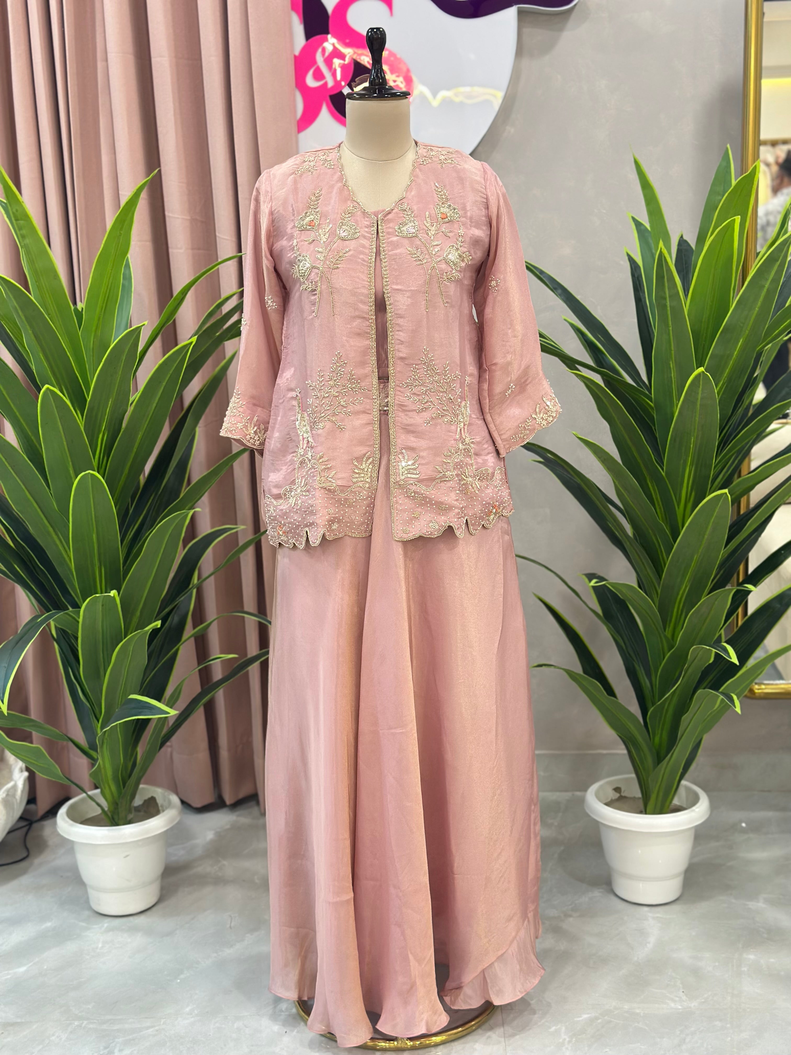PREMIUM HANDWORK JACKET SET WITH DRAPE SKIRT