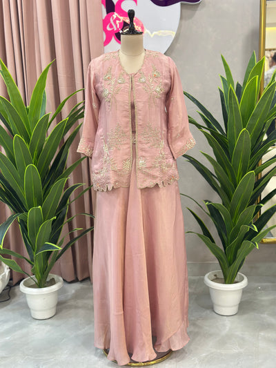 PREMIUM HANDWORK JACKET SET WITH DRAPE SKIRT