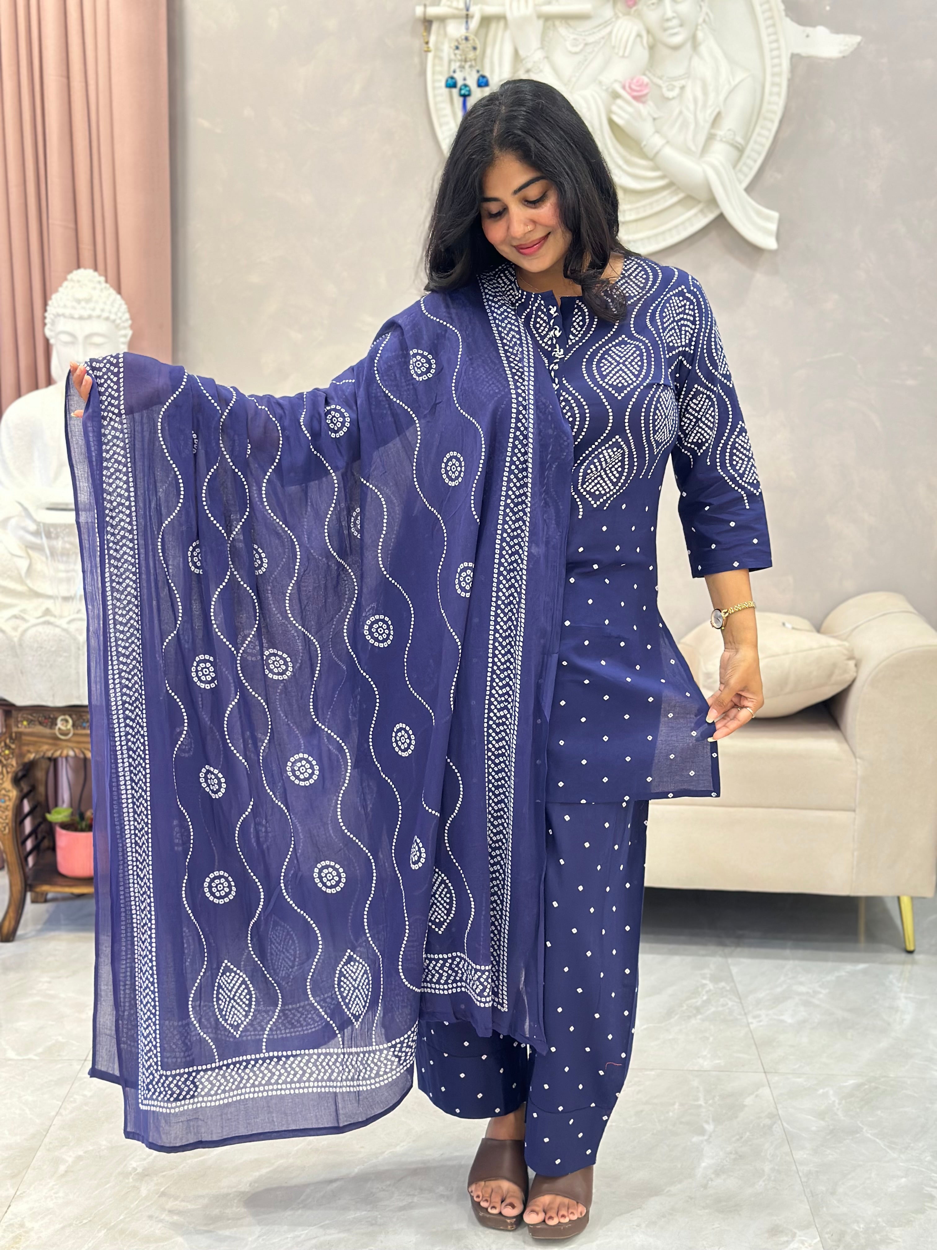 Traditional Bandhej Print Farshi Kurta Set