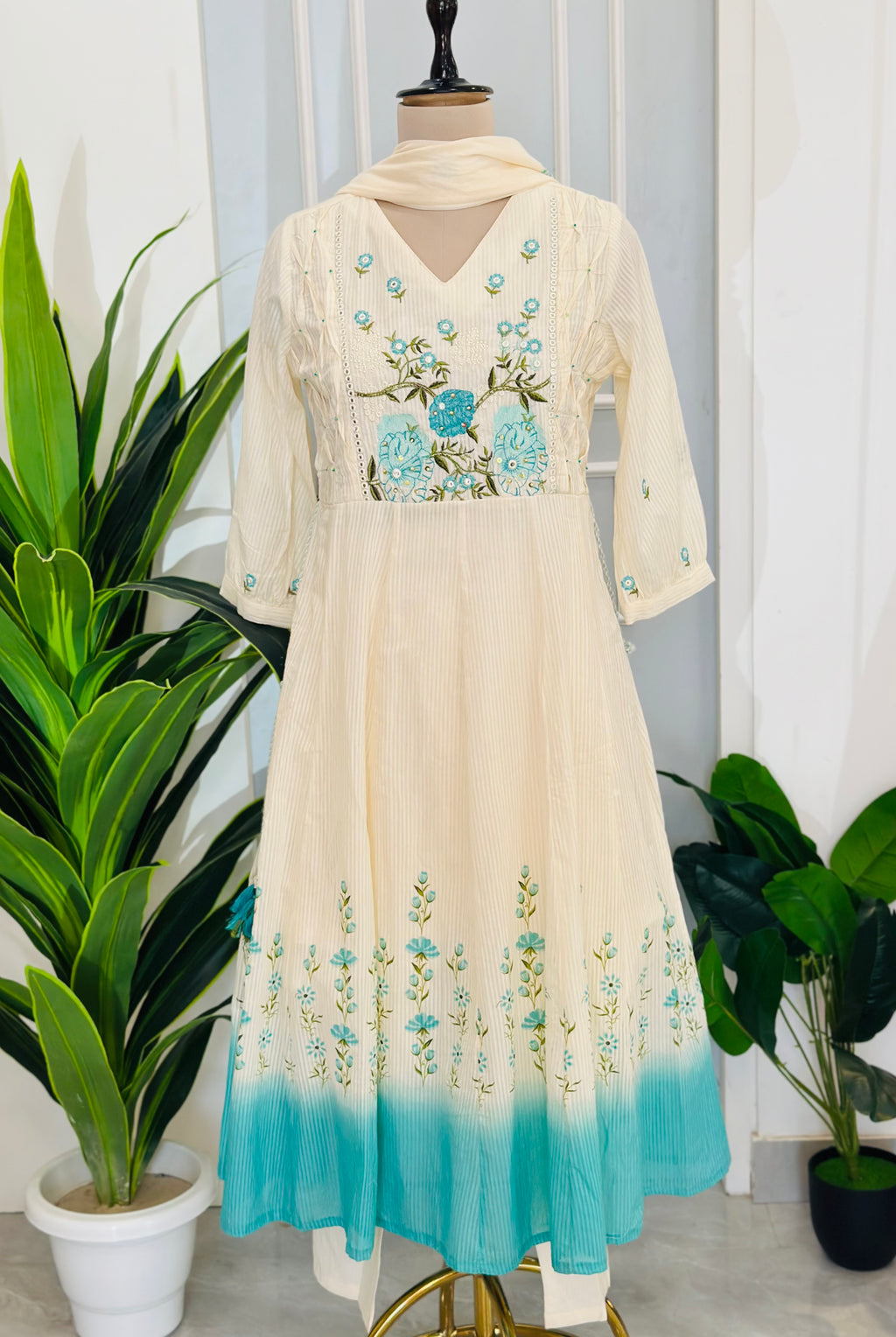 Phoolkari Embroidered A-Line Suit Set