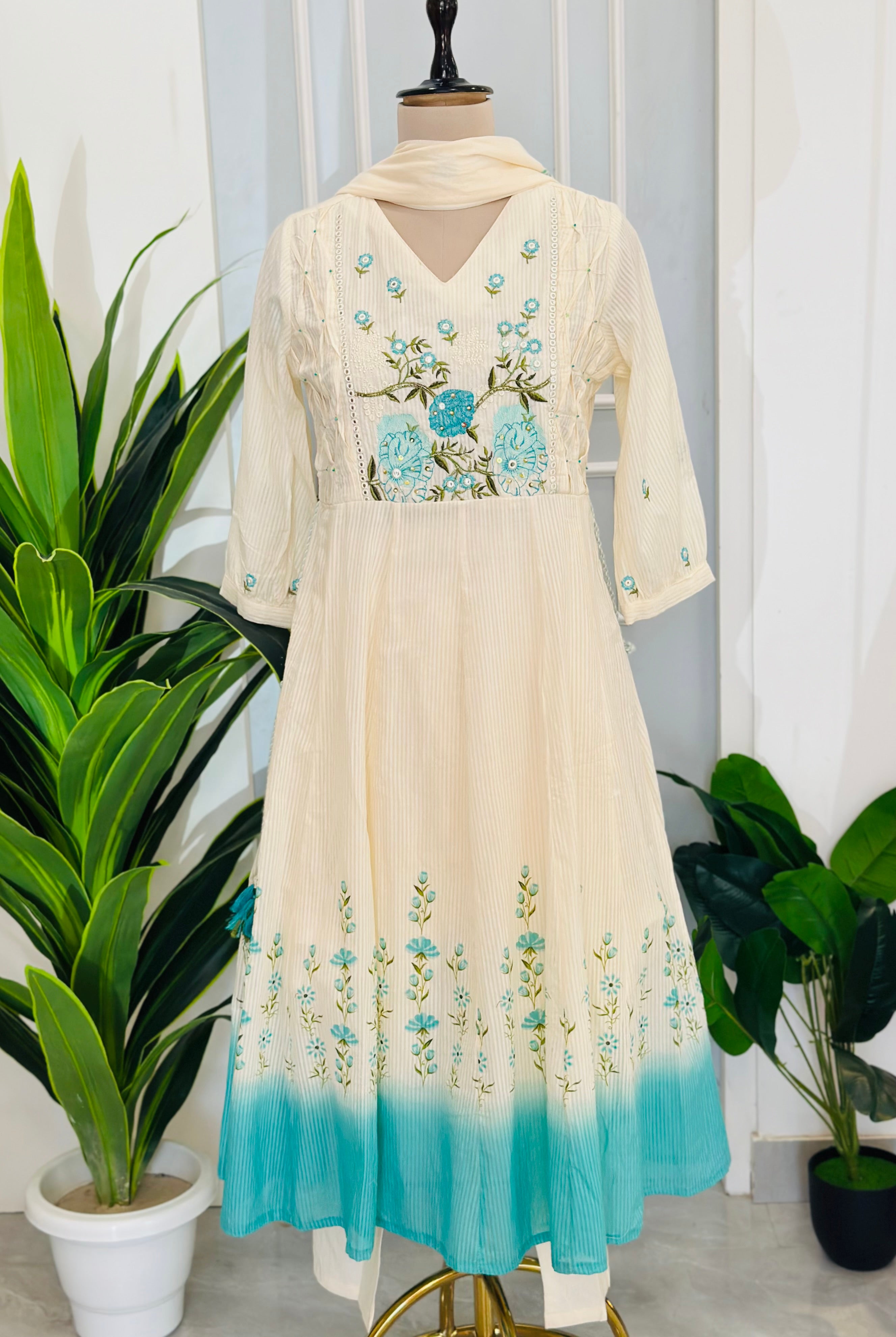 Phoolkari Embroidered A-Line Suit Set