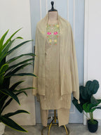 Floral Thread Work Kurta Pant Set With Dupatta