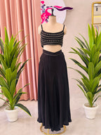 Black Handworked Three-Piece Indo-Western Set