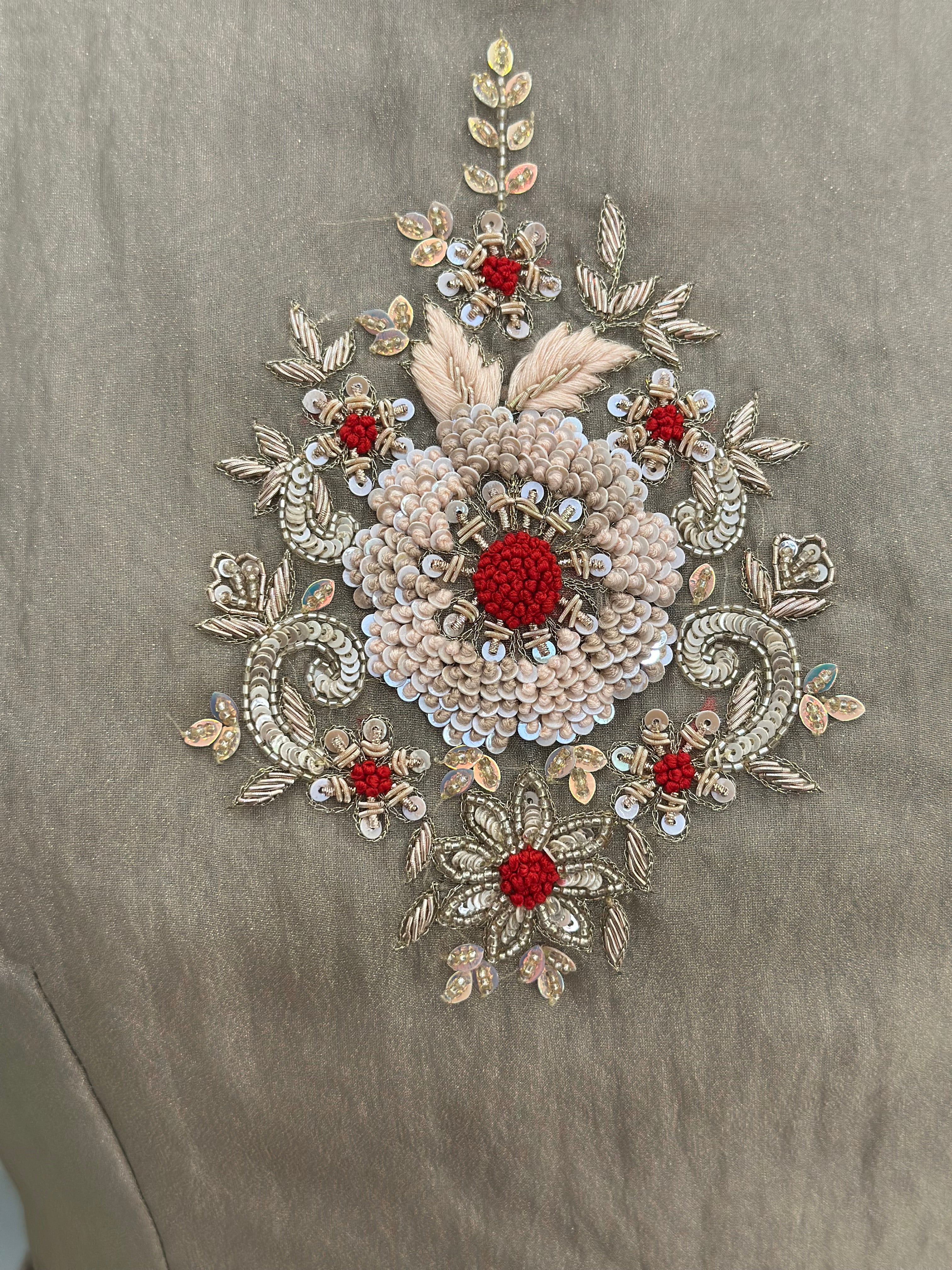 Jacket Style Handwork Anarkali with Dupatta