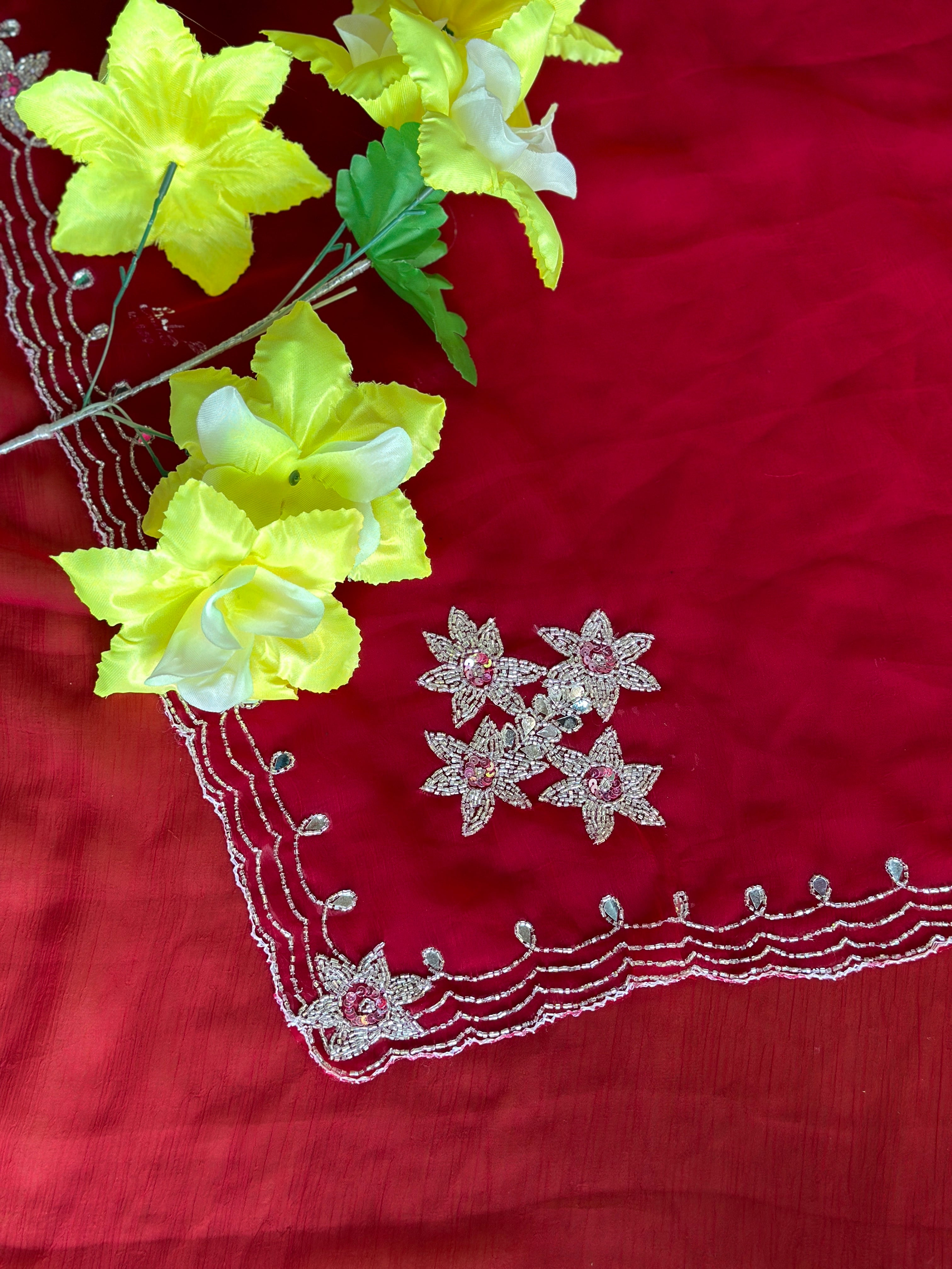 BEAUTIFUL HANDWORK CHIFFON SAREE