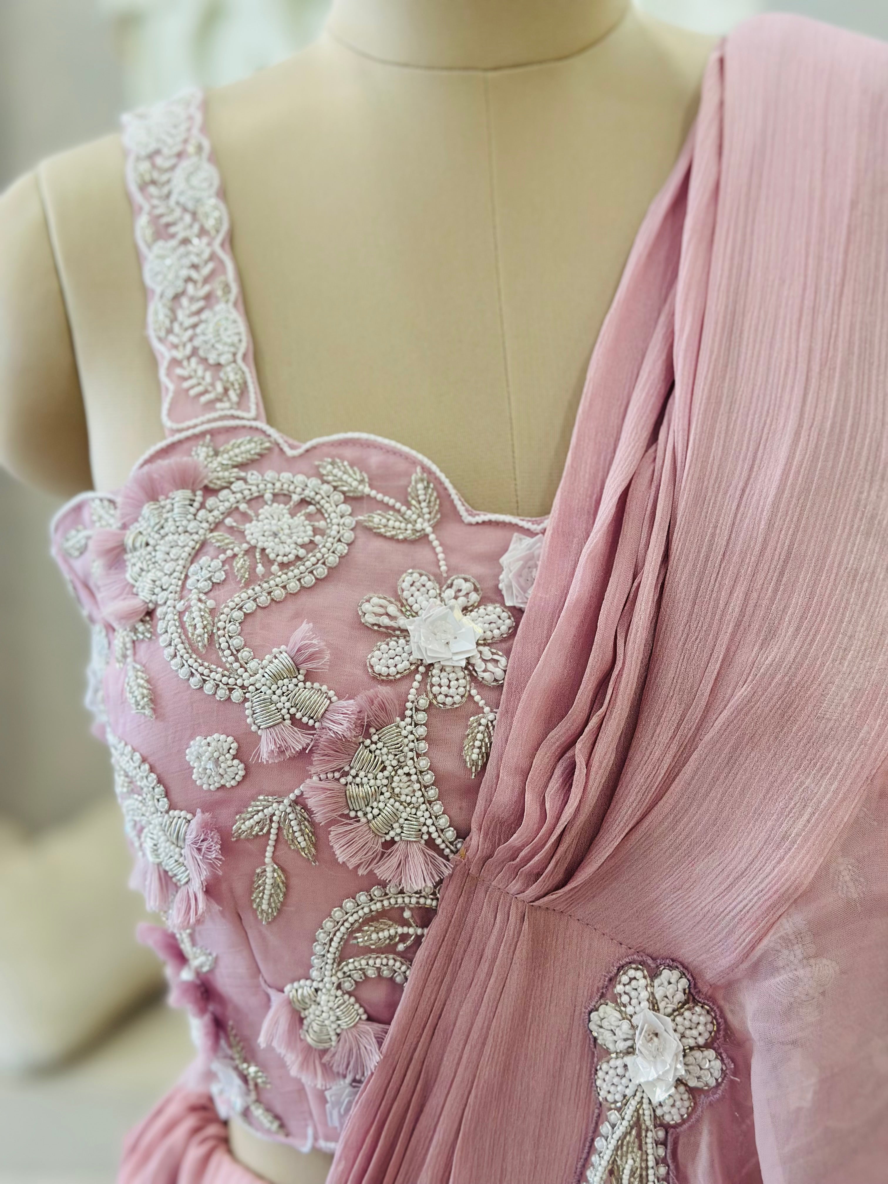 Designer Ruffle Drape Saree