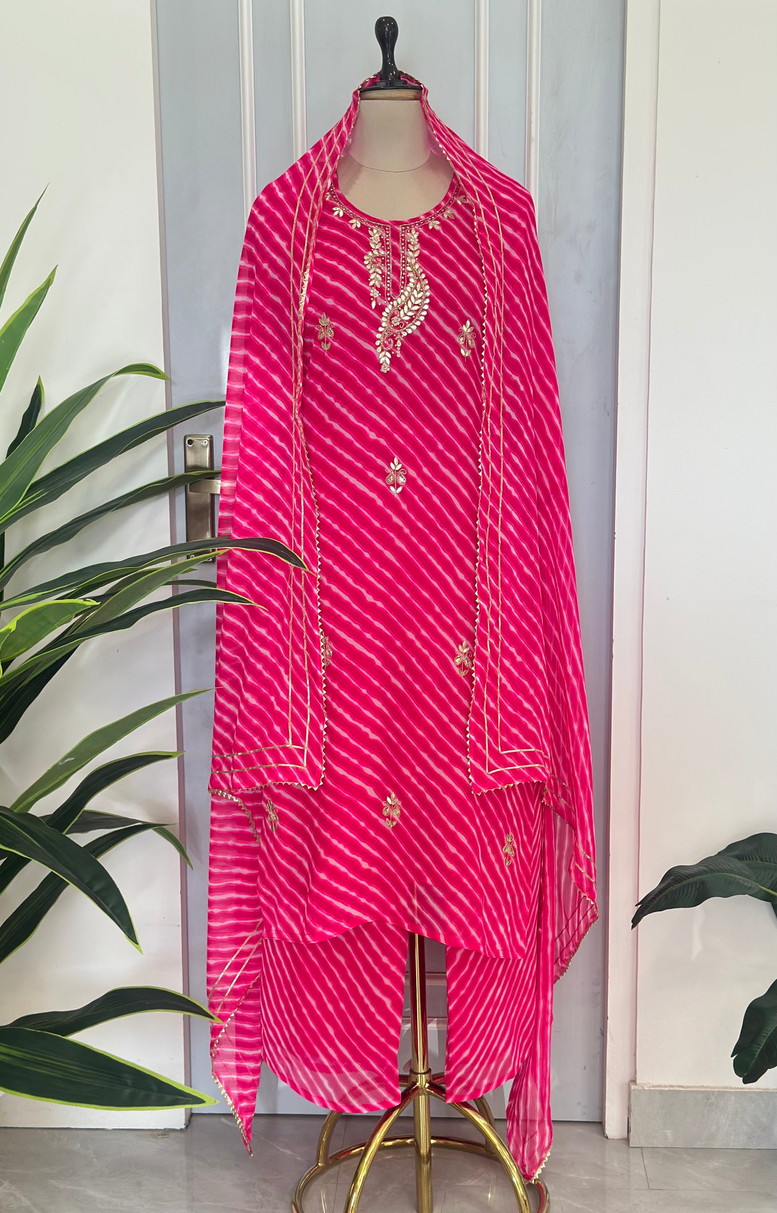 Ethnic Leheriya Handwork Suit Set