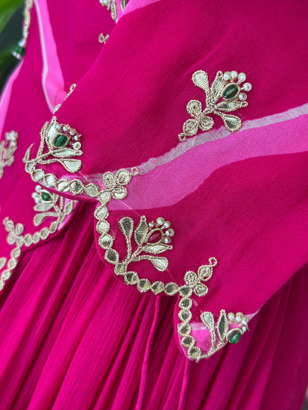 Traditional Leheriya Handcrafted Anarkali Gown