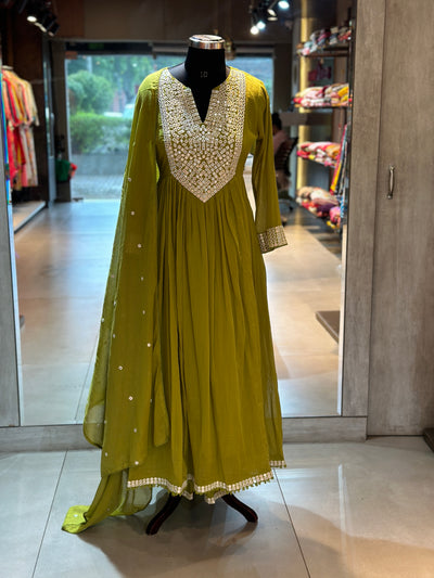 PURE MULMUL THREE PIECE ANARKALI SET