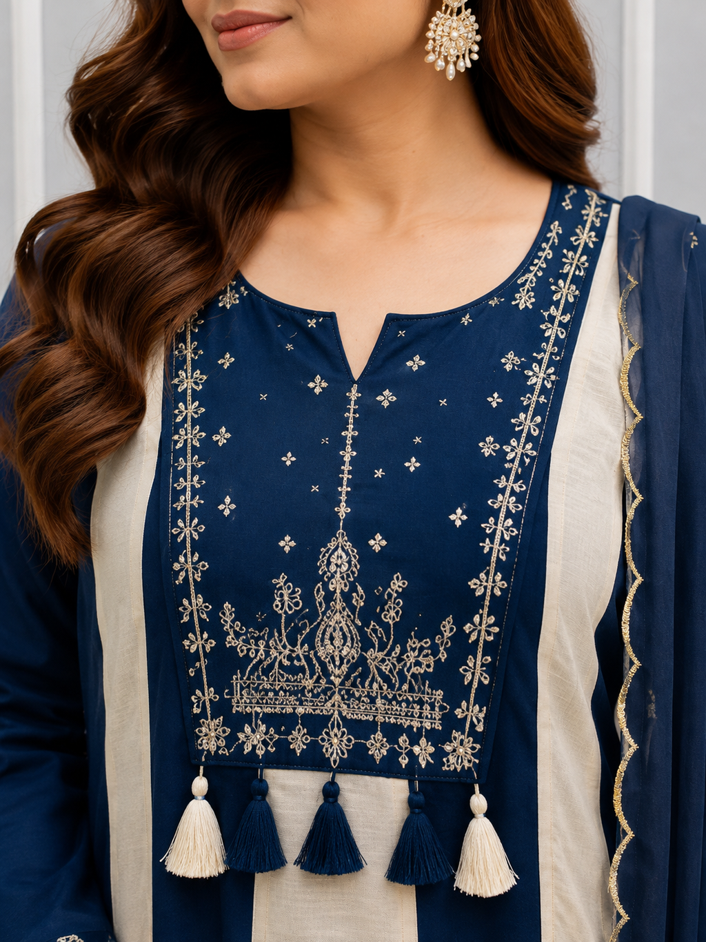 Elegant Embroidered Three-Piece Suit Set