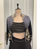 Black Handworked Three-Piece Indo-Western Set