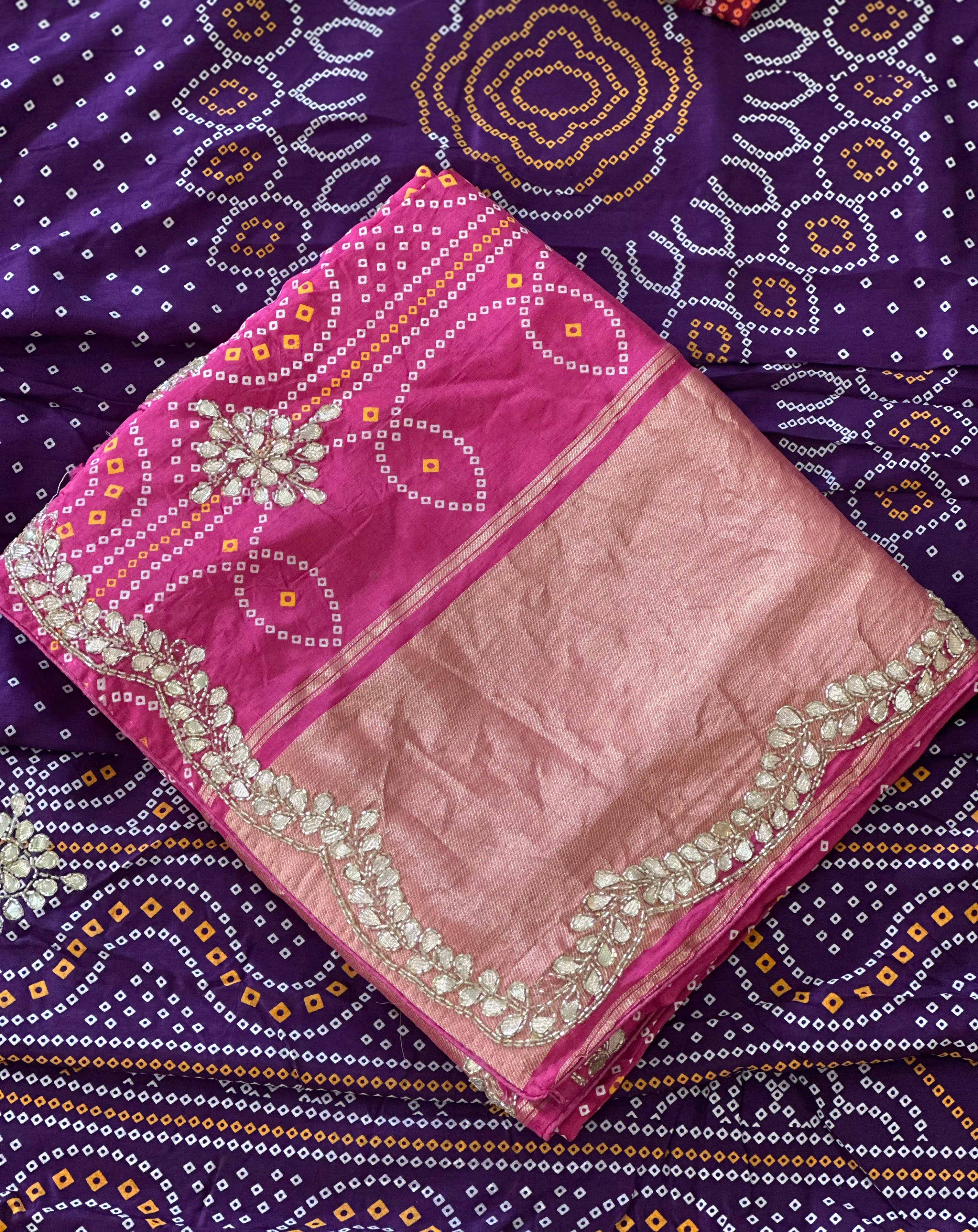 ✨Royal Bandhej Saree with Premium Gota Patti Detailing ✨