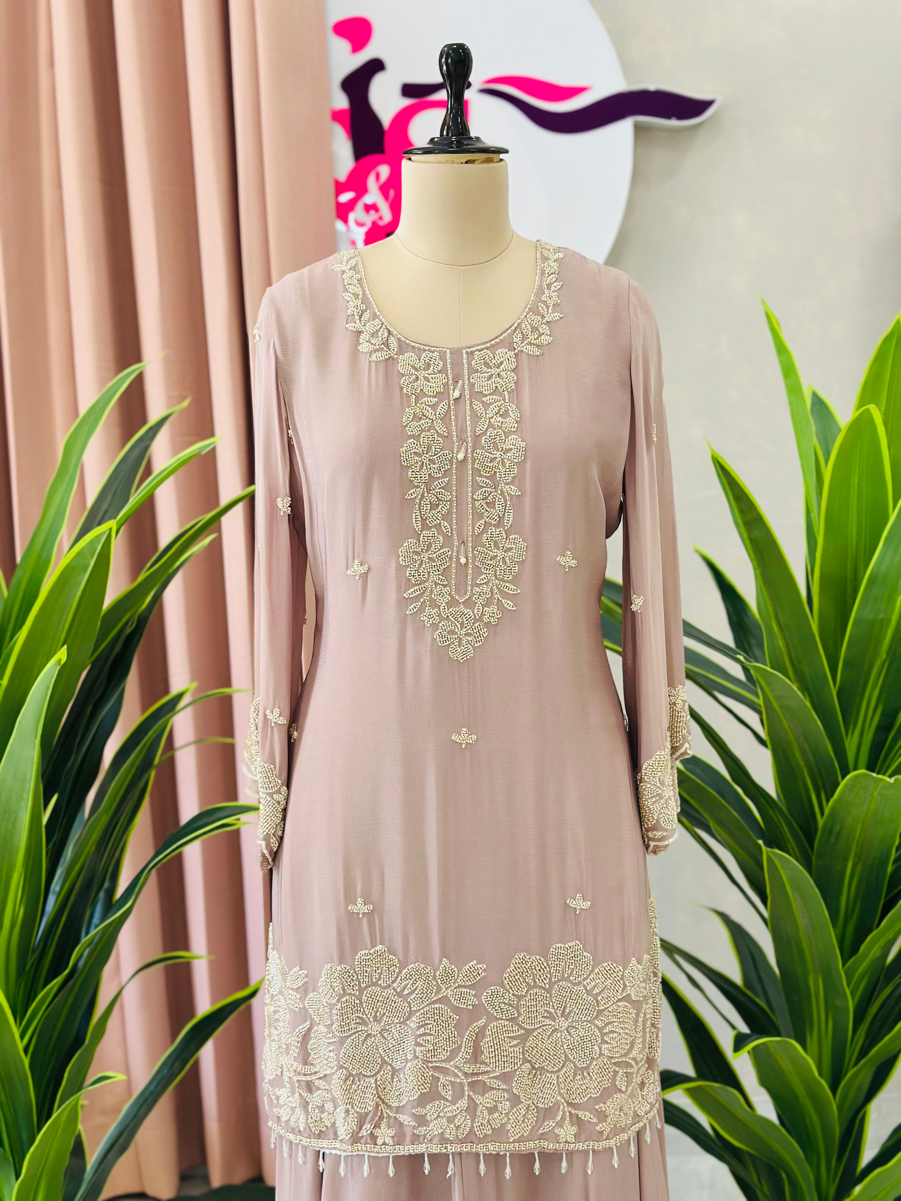 Beautiful Plazo Set With Handwork Detailing