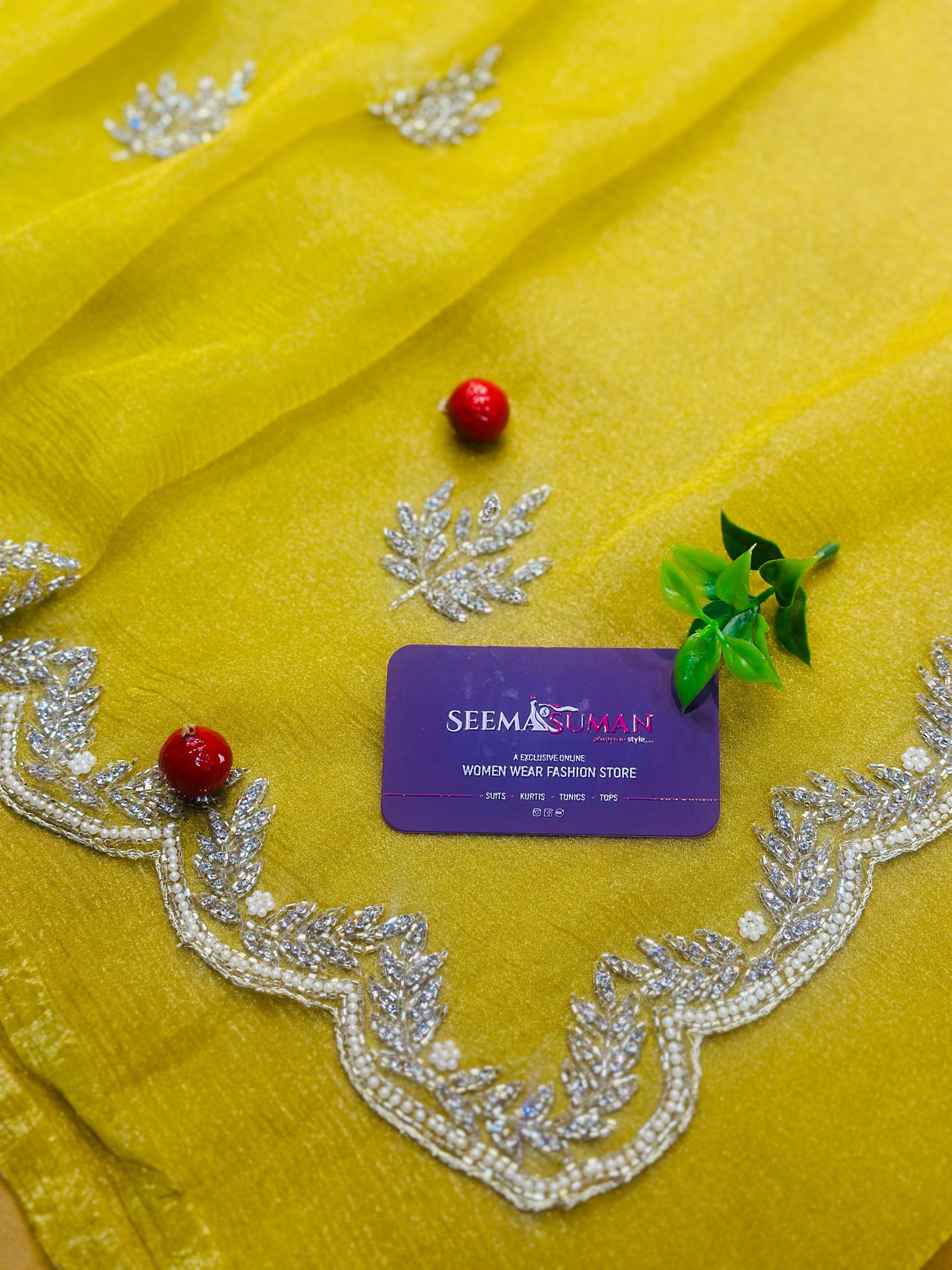 BEAUTIFUL SHADES OF HANDWORK SAREE