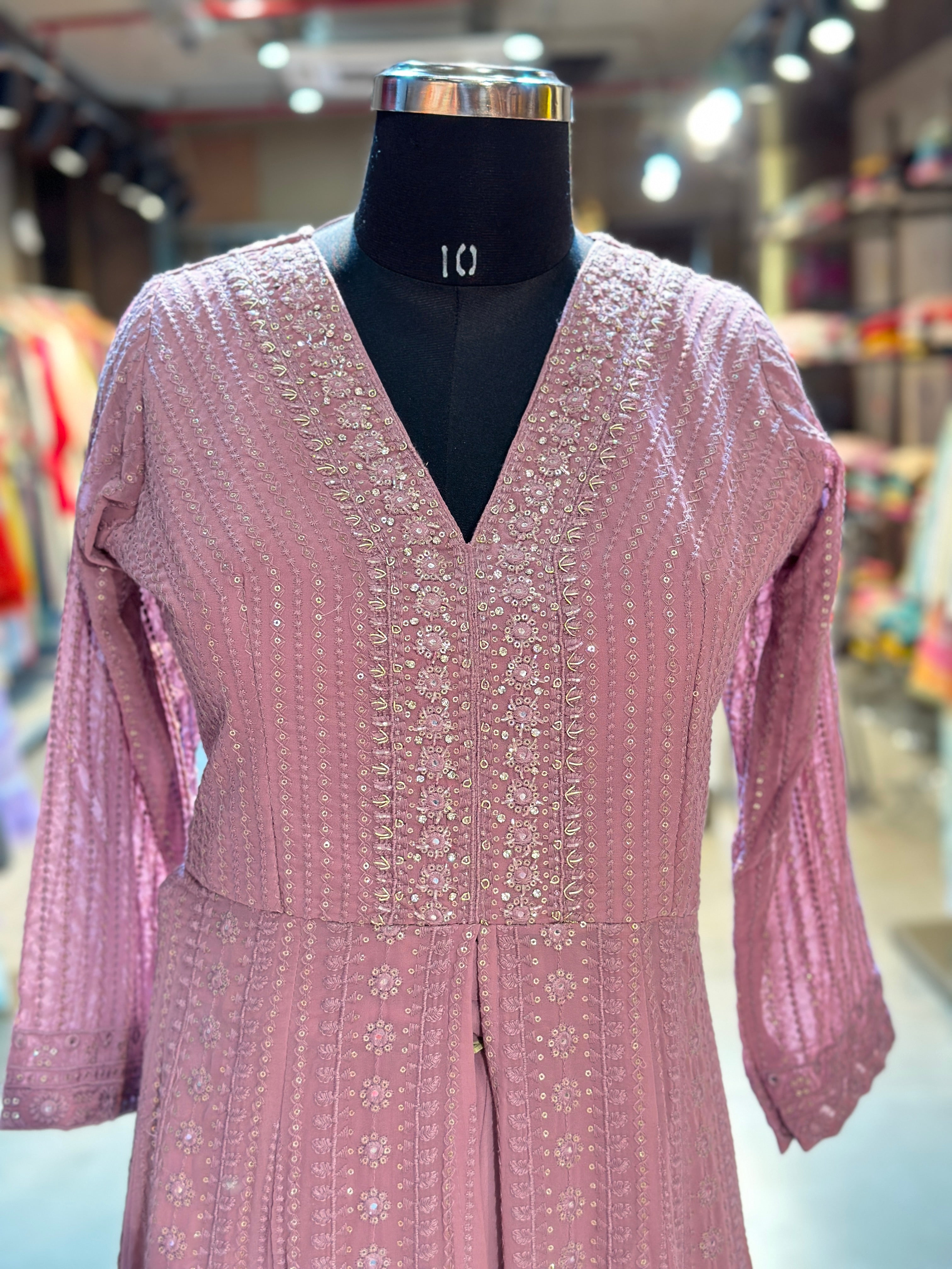 WESTERN FUSION HEAVY WORK ANARKALI SUIT