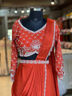 PRE DRAPPED HEAVY HANDWORK SAREE