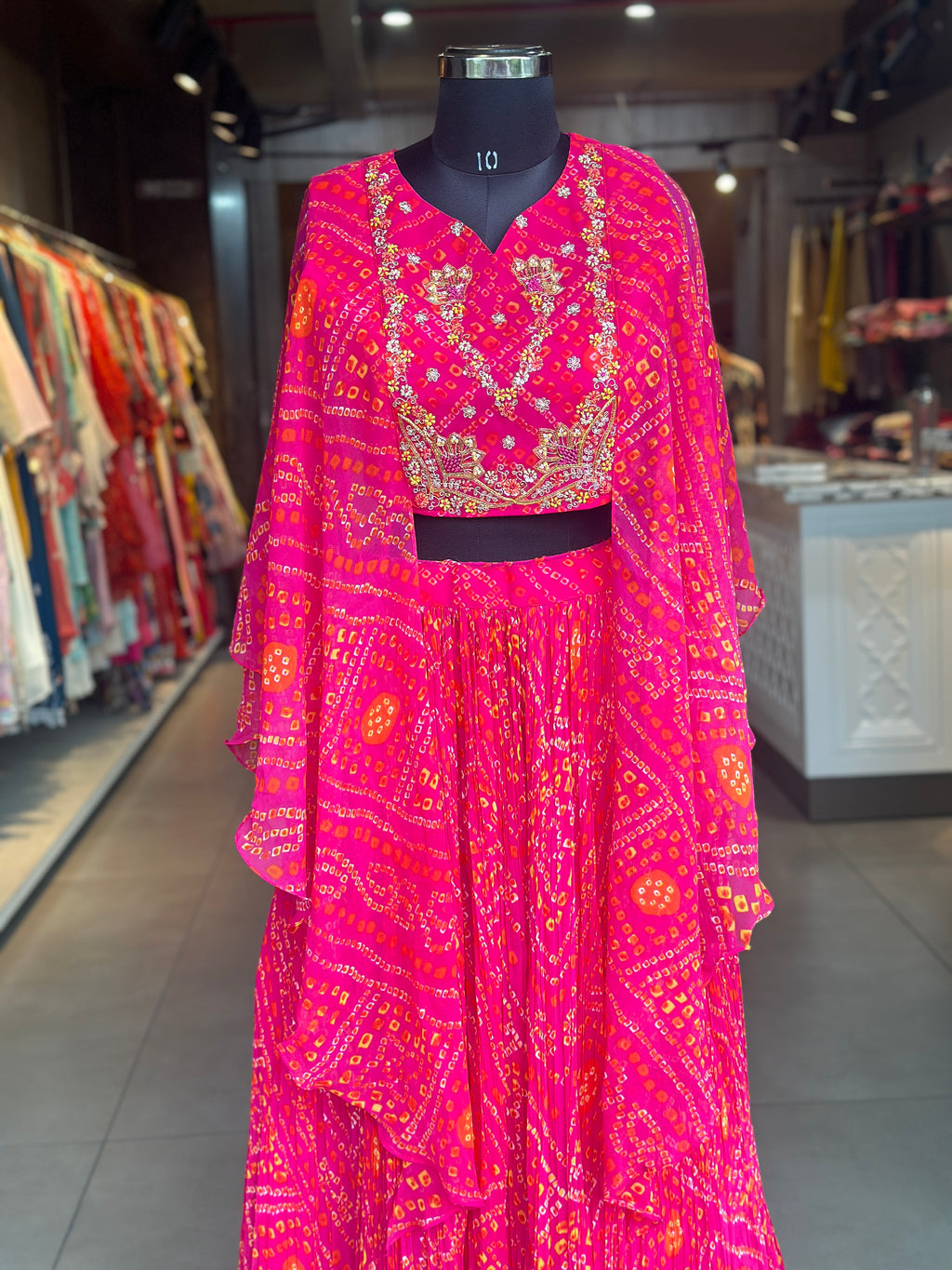 INDO-FUSION BHANDEJ LEHNGA SET