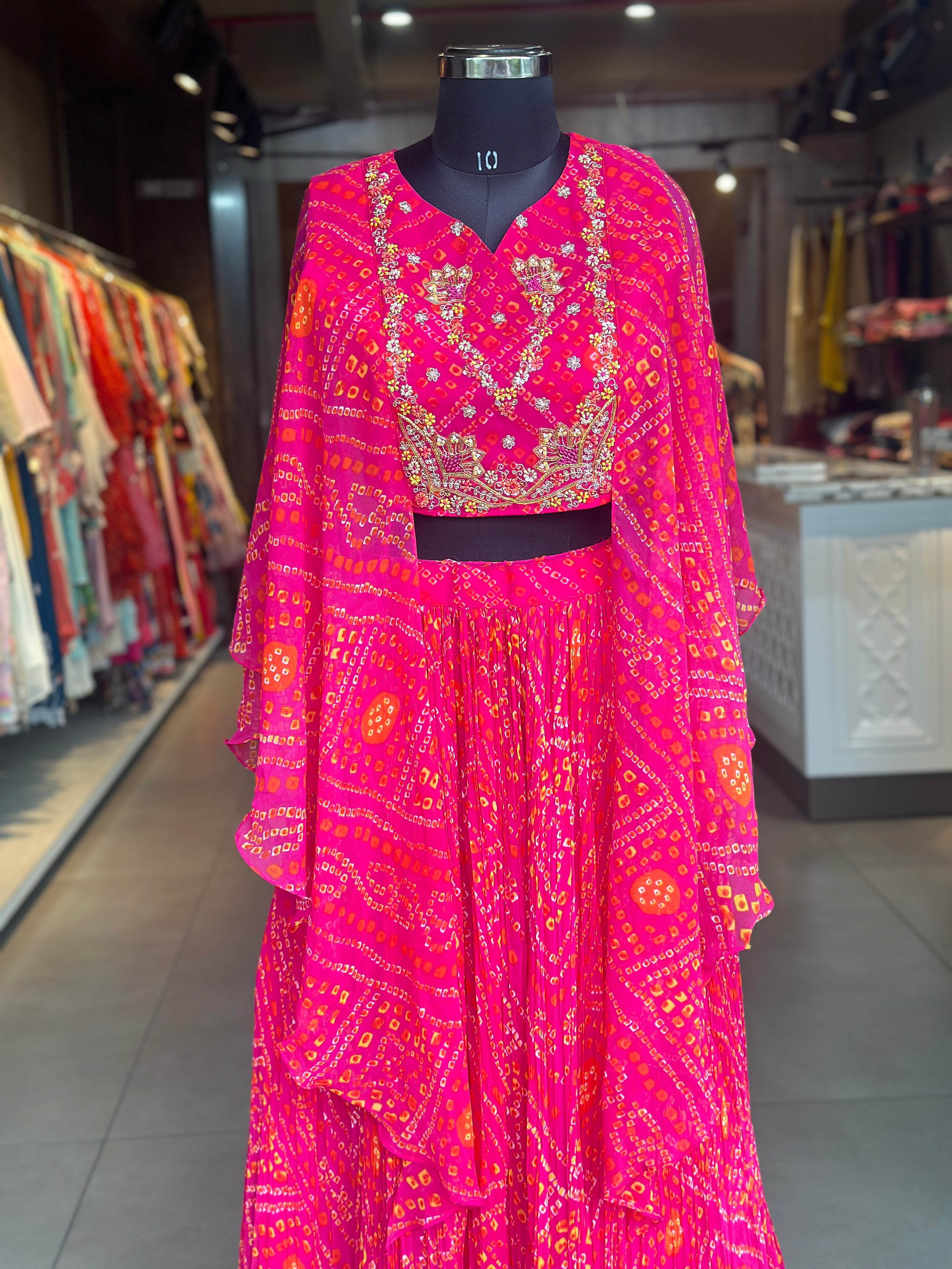 INDO-FUSION BHANDEJ LEHNGA SET