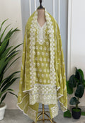 Pure Mul Cotton Suit Set In Chikankari Work