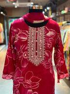 THREE PIECE RAYON STRAIGHT SUIT SET