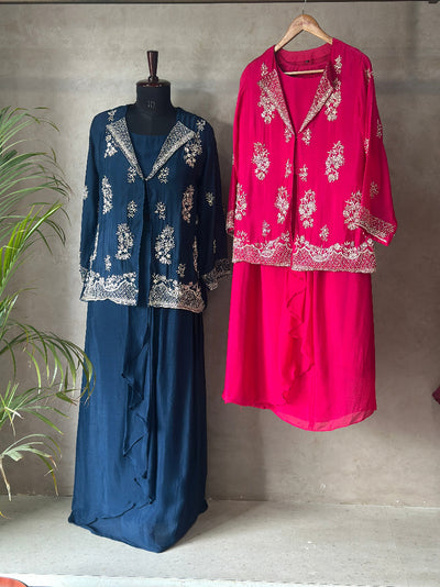 💐Premium Handwork Jacket Set In Pure Chinon 💐