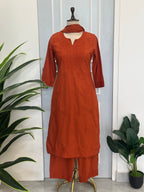 Elegant Cotton Embroidered Kurta Set with Dupatta