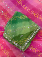 Rangriti Bandhani Georgette Saree with Stone Work Border